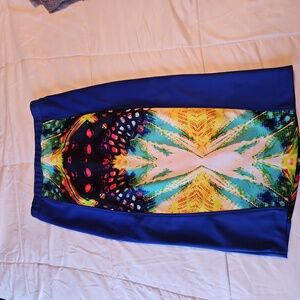 Vibrant Blue and Multicolor Women's Skirt